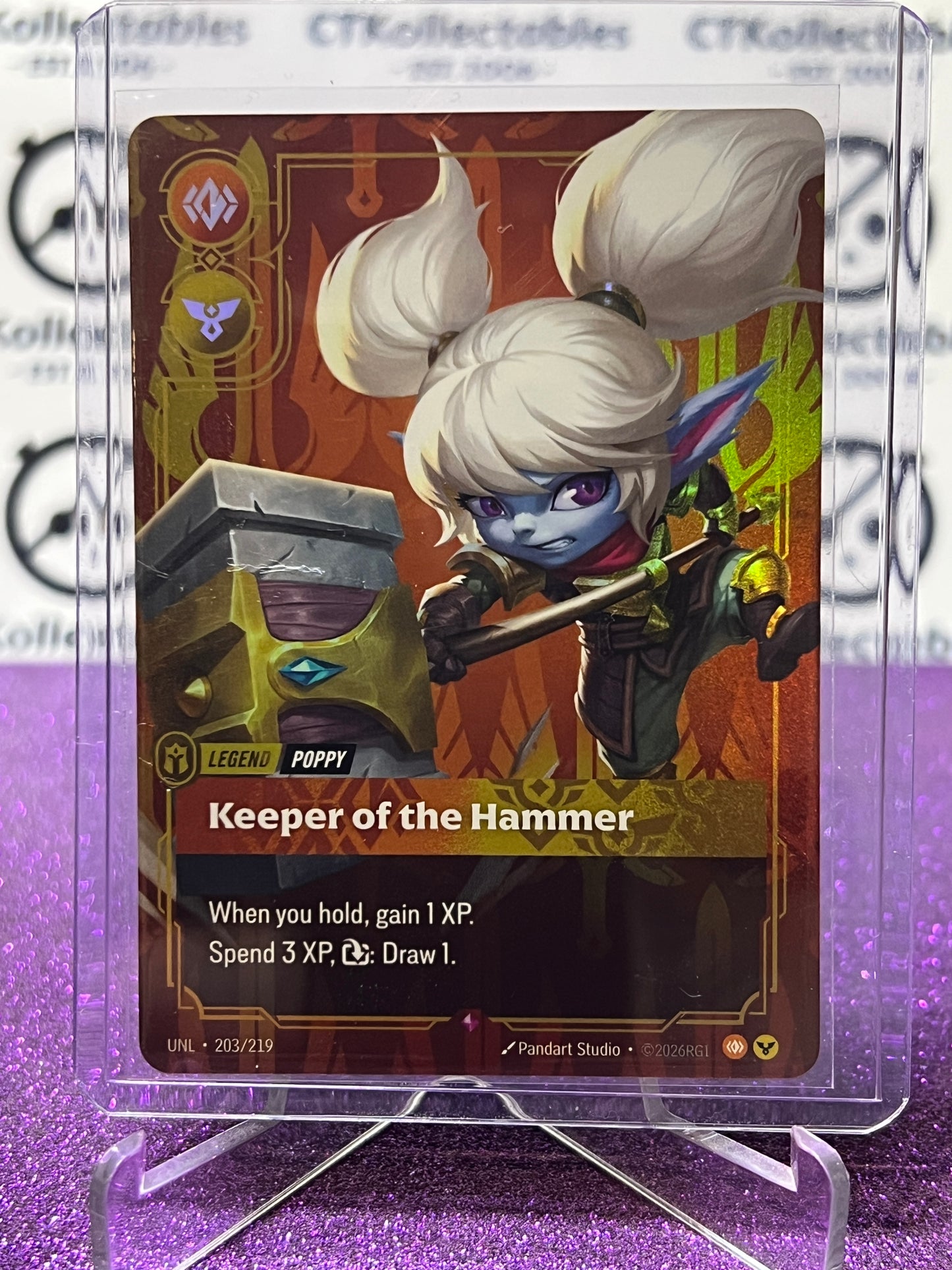 2026 RIFTBOUND LEAGUE OF LEGENDS UNLEASHED KEEPER OF THE HAMMER # 203/219  RARE FOIL TRADING GAME CARD