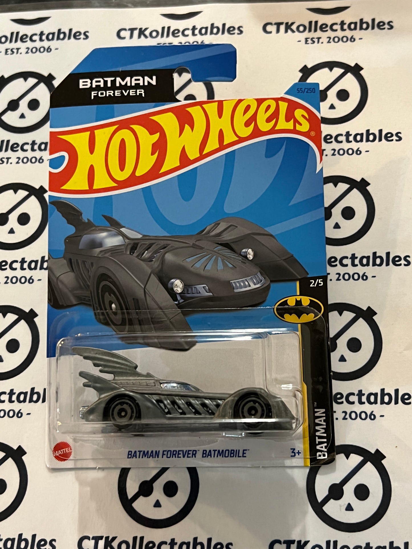 HOT WHEELS MATTEL BATMAN FOREVER 2/5  DC GREY 55/250 LONG CARD 2021