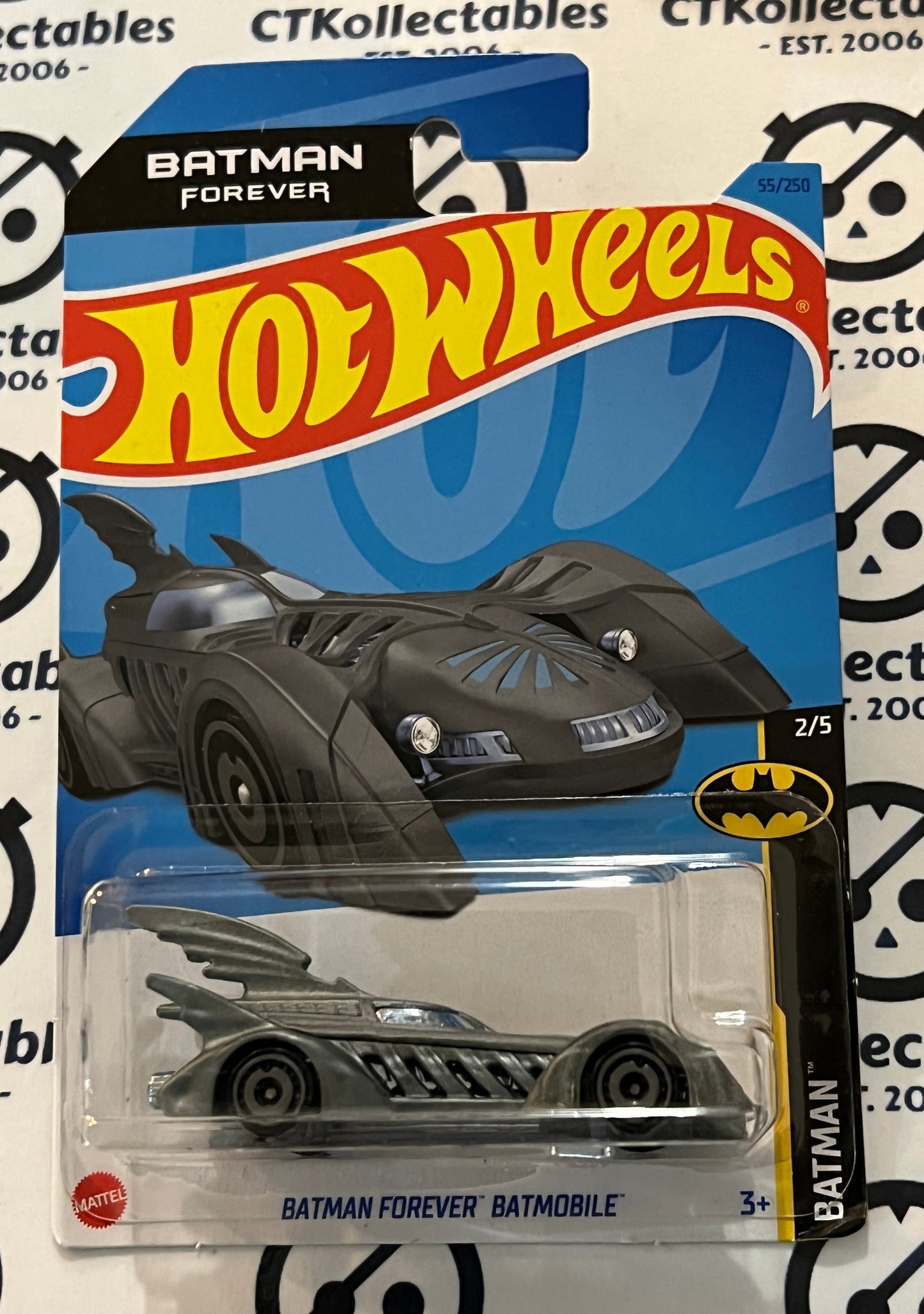 HOT WHEELS MATTEL BATMAN FOREVER 2/5  DC GREY 55/250 LONG CARD 2021