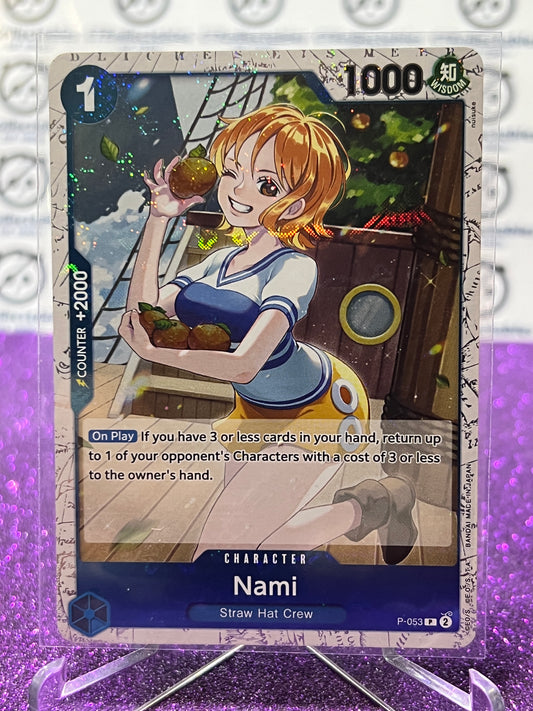 2024 ONE PIECE THE BEST NAMI # P-053 P ENGLISH TRADING GAME PROMO GLIMMER FLAGCARD