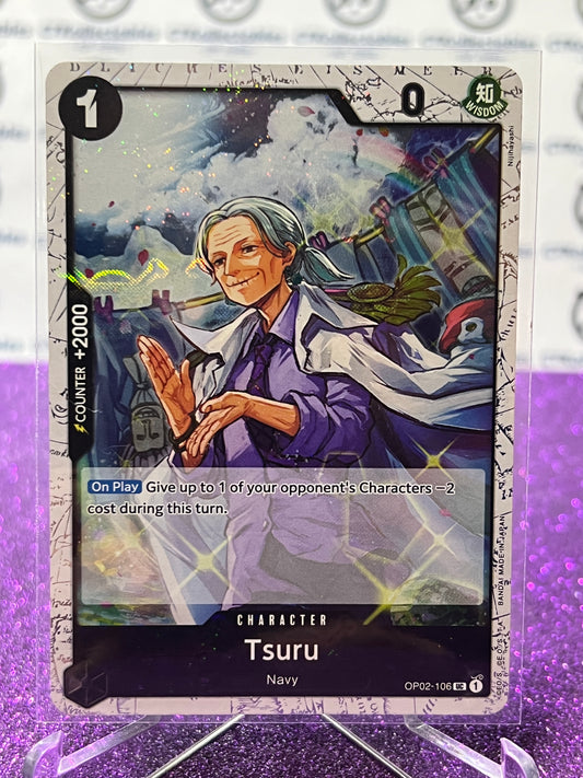 2024 ONE PIECE THE BEST TSURU # OP02-106 UC GLITTER FLAG FOIL TRADING GAME CARD