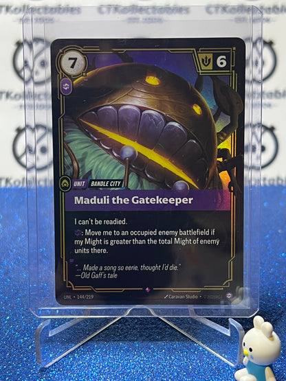 2026 RIFTBOUND LEAGUE OF LEGENDS UNLEASHED MADULI THE GATEKEEPER # 144/219  RARE FOIL TRADING GAME CARD