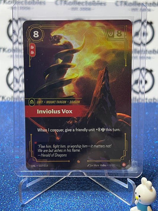 2026 RIFTBOUND LEAGUE OF LEGENDS UNLEASHED INVIOLUS VOX # 027/219  EPIC FOIL TRADING GAME CARD