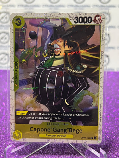 2024 ONE PIECE THE BEST CAPONE"GANG"BEGE # OP04-100 R GLITTER FLAG FOIL TRADING GAME CARD