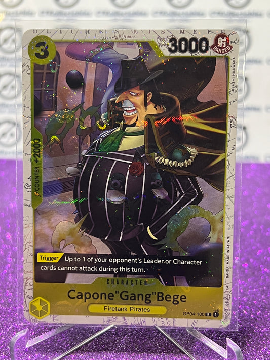 2024 ONE PIECE THE BEST CAPONE"GANG"BEGE # OP04-100 R GLITTER FLAG FOIL TRADING GAME CARD