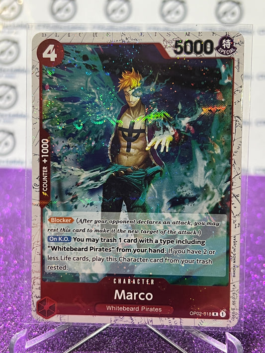 2024 ONE PIECE THE BEST MARCO # OP02-018 R GLITTER FLAG FOIL TRADING GAME CARD