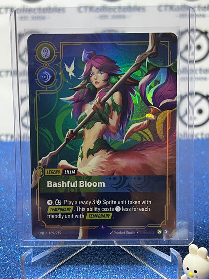2026 RIFTBOUND LEAGUE OF LEGENDS UNLEASHED BASHFUL BLOOM # 189/219  RARE FOIL TRADING GAME CARD