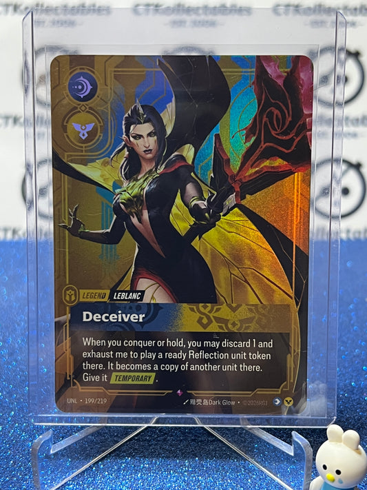 2026 RIFTBOUND LEAGUE OF LEGENDS UNLEASHED DECEIVER # 199/219  RARE FOIL TRADING GAME CARD