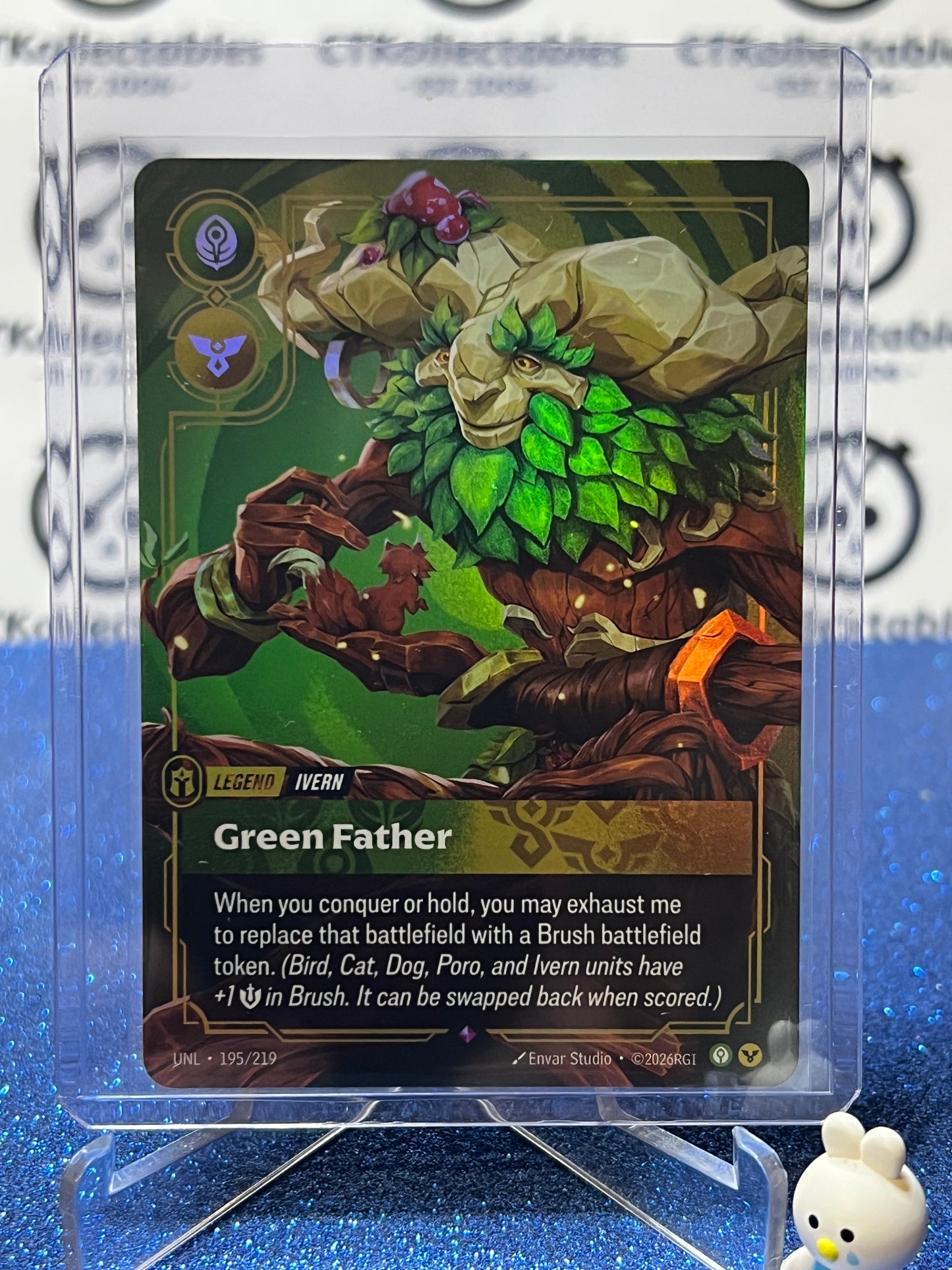 2026 RIFTBOUND LEAGUE OF LEGENDS UNLEASHED GREEN FATHER # 195/219  RARE FOIL TRADING GAME CARD