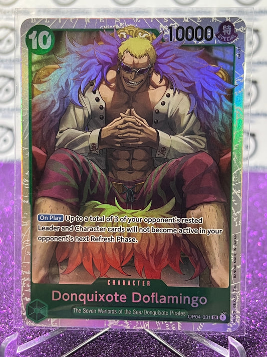 2024 ONE PIECE THE BEST DONQUIXOTE DOFLAMINGO # OP04-031 SR ENGLISH TRADING GAME CARD