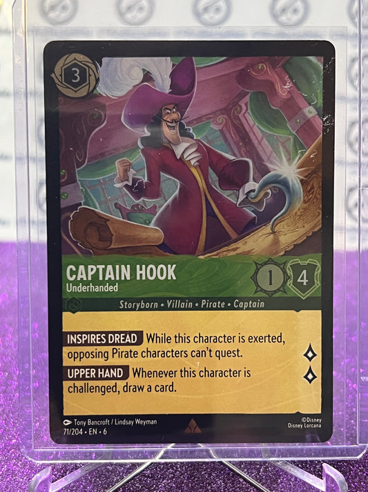 2024 DISNEY LORCANA AZURITE SEA CAPTAIN HOOK # 71/204 RARE COLD FOIL GAME CARD