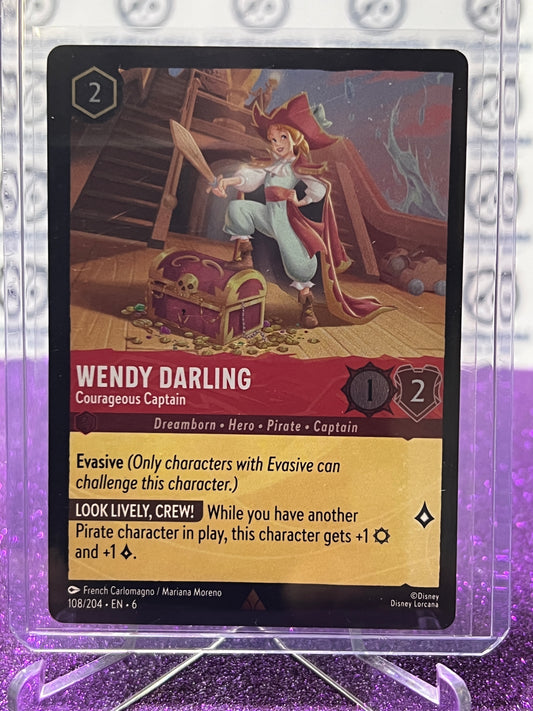 2024 DISNEY LORCANA AZURITE SEA WENDY DARLING # 108/204 RARE COLD FOIL GAME CARD