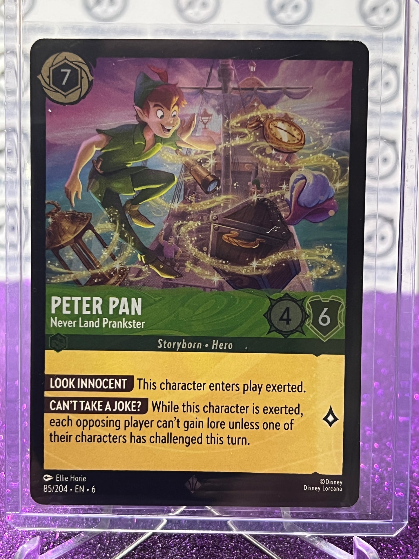 2024 DISNEY LORCANA AZURITE SEA PETER PAN # 85/204 SUPER RARE FOIL GAME CARD