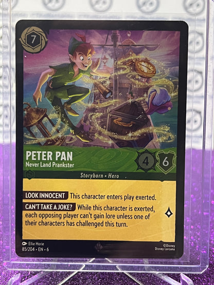 2024 DISNEY LORCANA AZURITE SEA PETER PAN # 85/204 SUPER RARE FOIL GAME CARD