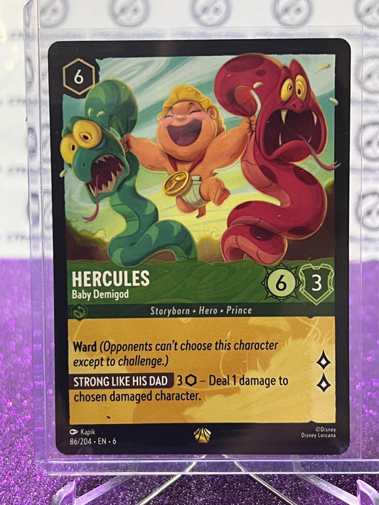 2024 DISNEY LORCANA AZURITE SEA HERCULES # 86/204 GOLD LEGENDARY NON-FOIL GAME CARD