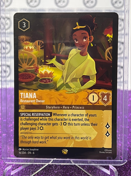2024 DISNEY LORCANA AZURITE SEA TIANA # 16/204 GOLD LEGENDARY NON-FOIL GAME CARD
