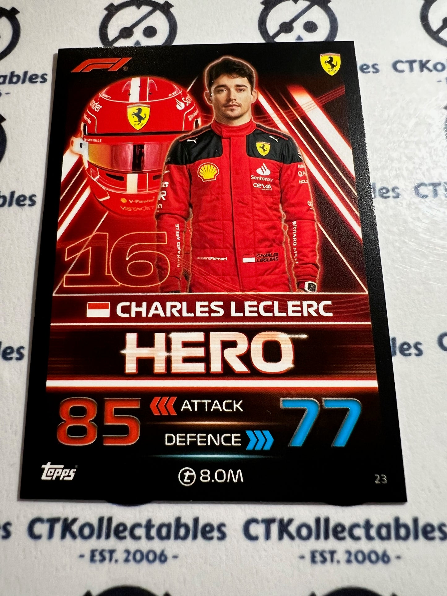 2023 Topps Turbo Attax F1 Base Card - #23 Hero-Charles Leclerc