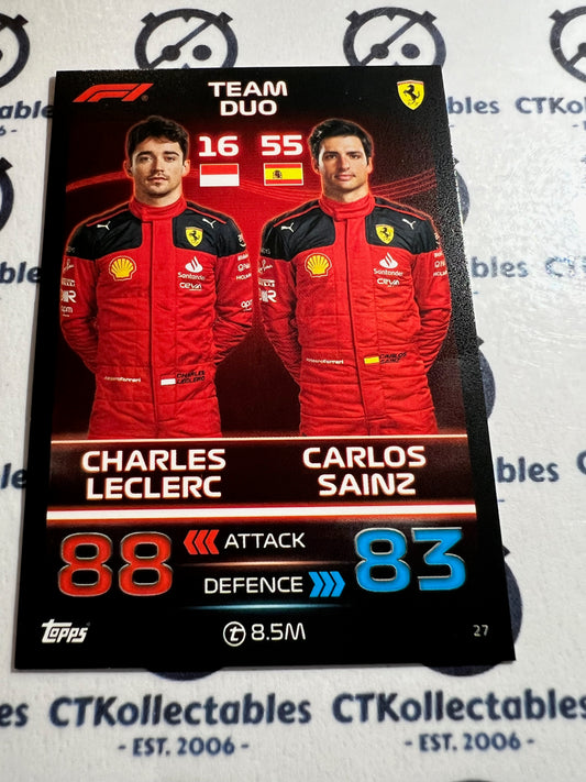 2023 Topps Turbo Attax F1 Base Card - #27 Team Duo-Charles Leclerc & Carlos Sainz