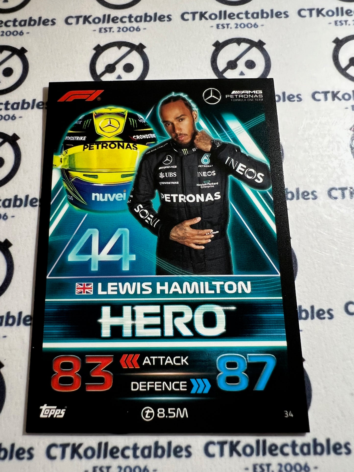 2023 Topps Turbo Attax F1 Base Card - #34 Hero-Lewis Hamilton