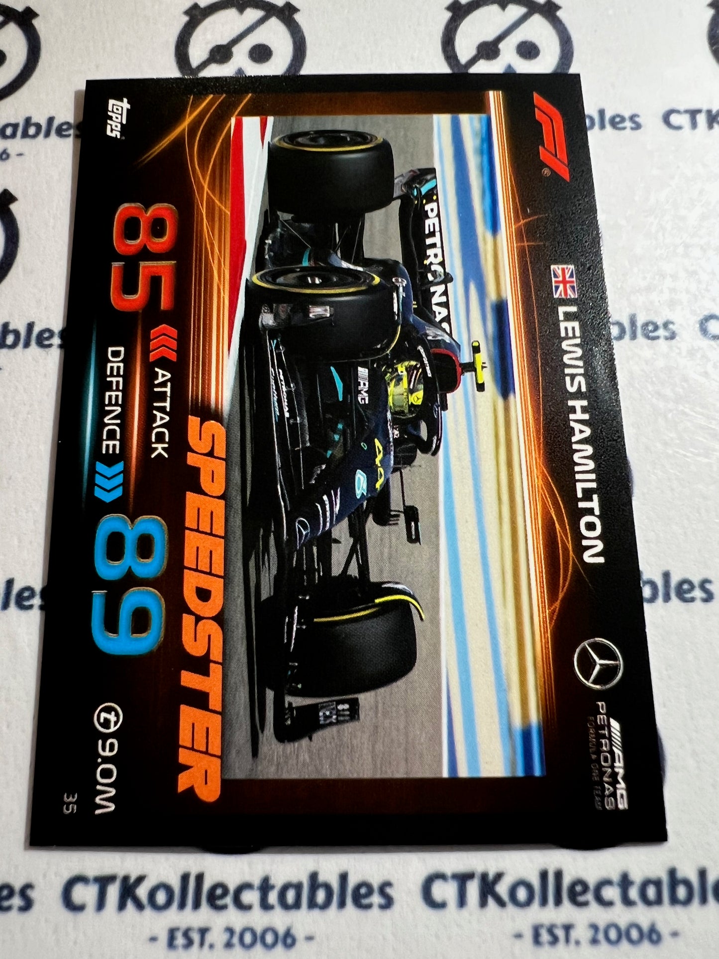 2023 Topps Turbo Attax F1 Base Card - #35 Speedster-Lewis Hamilton