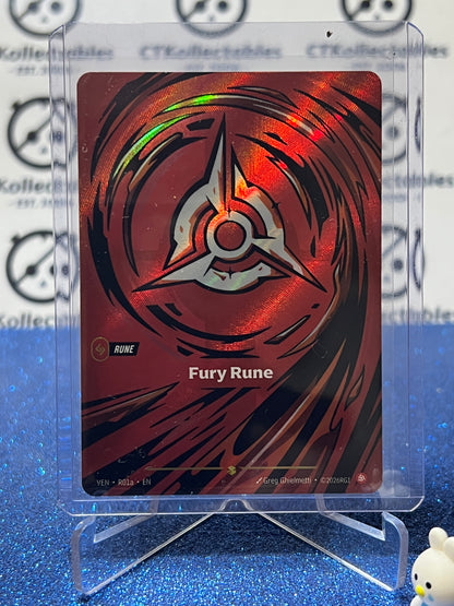 2026 RIFTBOUND LEAGUE OF LEGENDS VENDETTA FURY RUNE # R01a/219  ALT ART FOIL TRADING GAME CARD