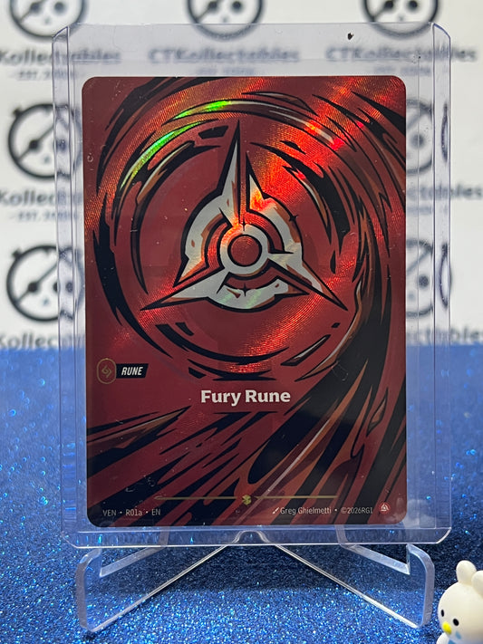 2026 RIFTBOUND LEAGUE OF LEGENDS VENDETTA FURY RUNE # R01a/219  ALT ART FOIL TRADING GAME CARD