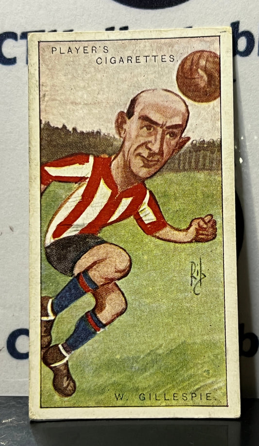 1926 FOOTBALLERS CARICATURES BY "RIP" JOHN PLAYER & SONS WILLIAM GILLESPIE # 14 PLAYER'S CIGARETTES SOCCER CARD