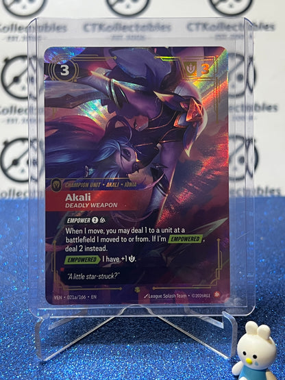 2026 RIFTBOUND LEAGUE OF LEGENDS VENDETTA AKALI # 021a/166  ALT ART FOIL TRADING GAME CARD