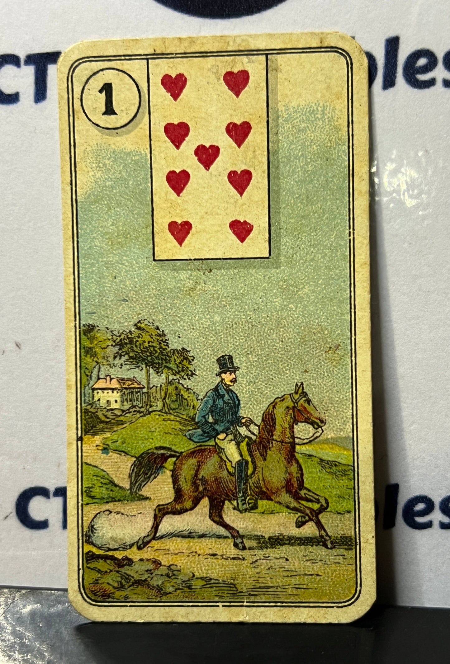 1926 FORTUNE TELLING CARDS BY CARRERAS GRATIS TOBACCONIST # 1  NINE OF HEARTS