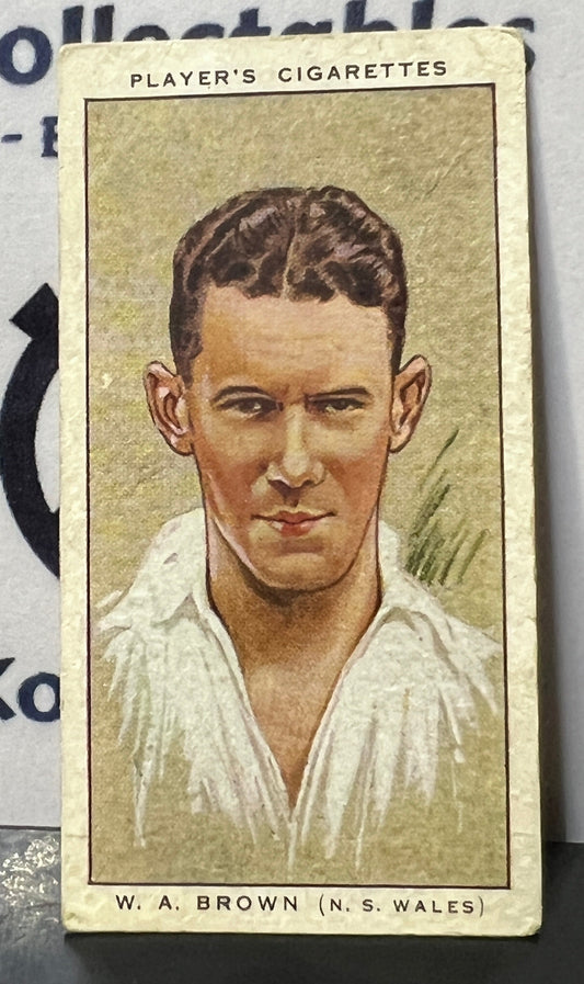 1934 PLAYER'S CIGARETTES  CRICKETERS W.A. BROWN # 38 JOHN PLAYER & SONS CARD