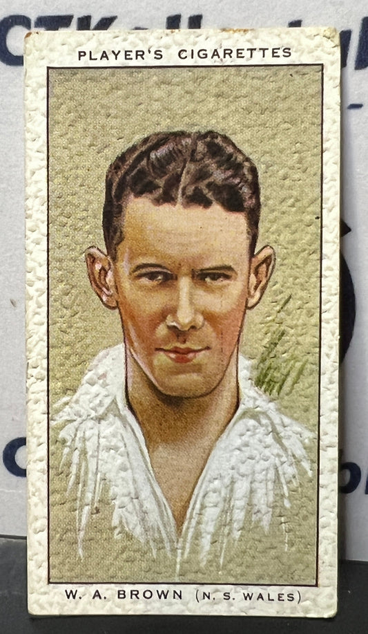 1934 PLAYER'S CIGARETTES  CRICKETERS W.A. BROWN # 38 JOHN PLAYER & SONS CARD