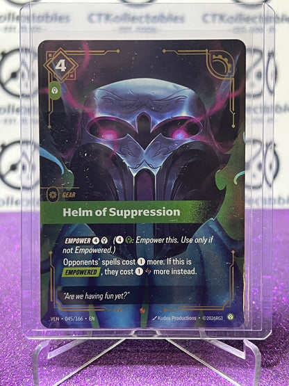 2026 RIFTBOUND LEAGUE OF LEGENDS VENDETTA HELM OF SUPPRESSION # 045/166 EPIC FOIL TRADING GAME CARD