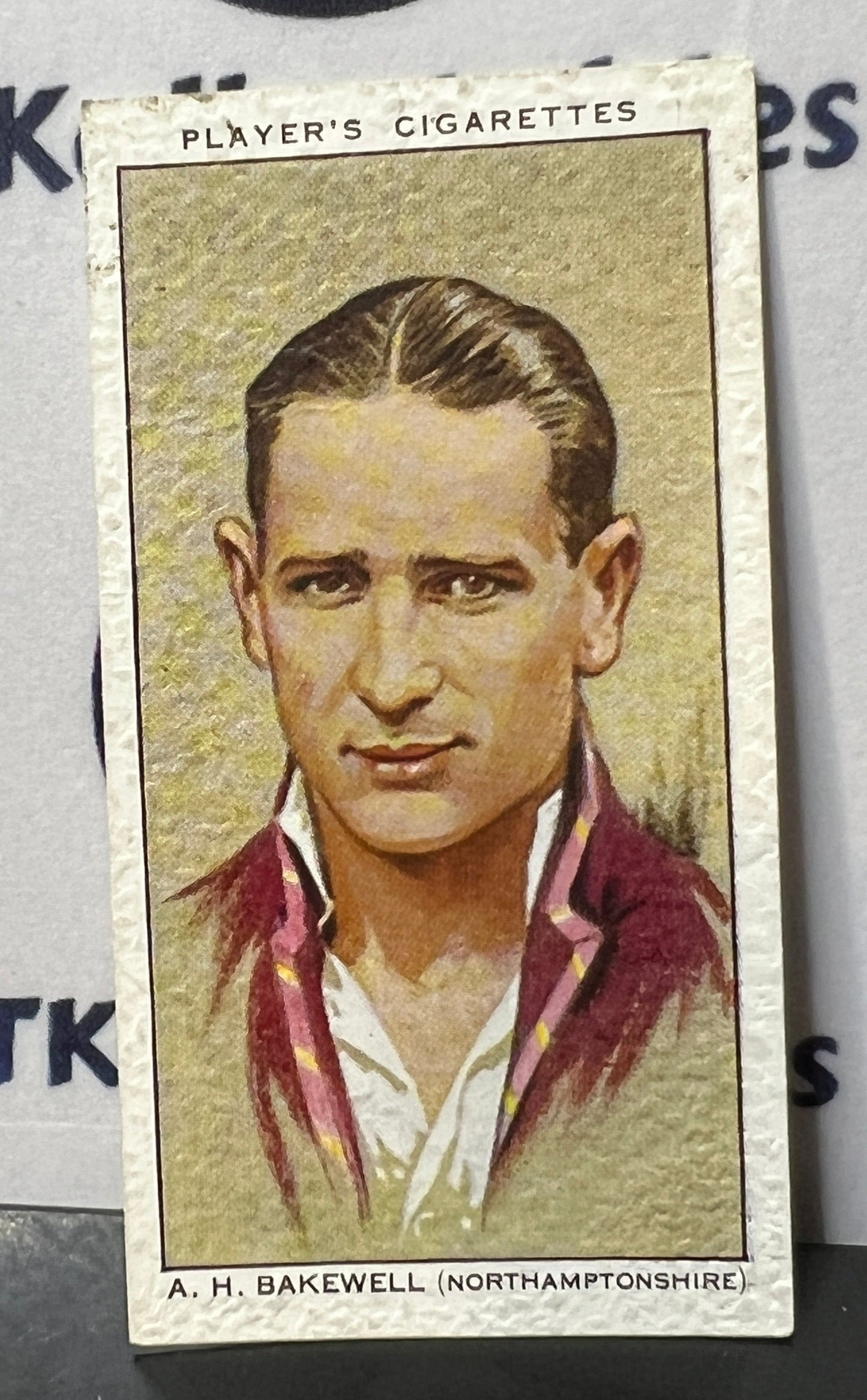 1934 PLAYER'S CIGARETTES  CRICKETERS  A.H. BAKEWELL # 3 JOHN PLAYER & SONS CARD