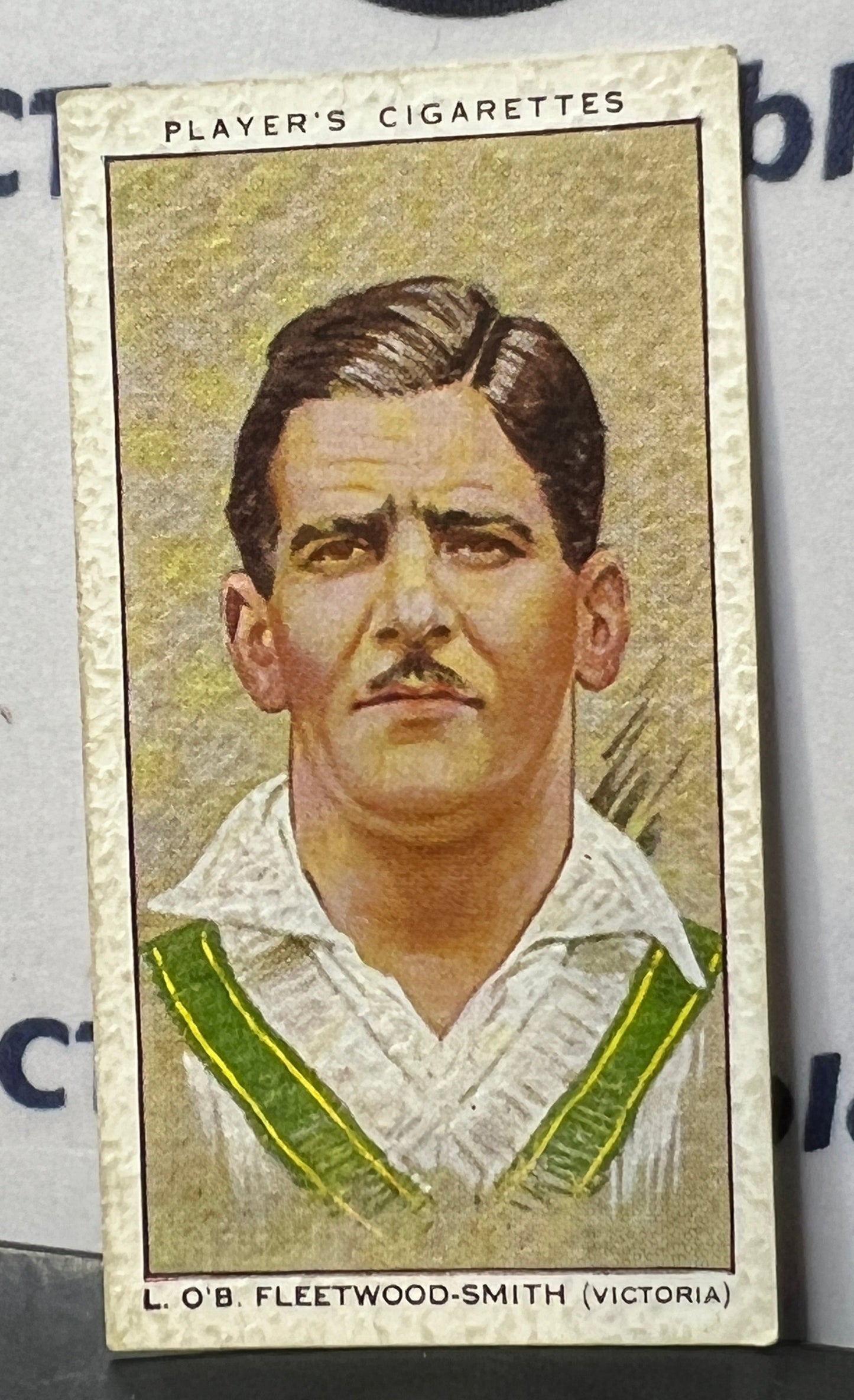 1934 PLAYER'S CIGARETTES  CRICKETERS  L.O'B. FLEETWOOD-SMITH # 42 JOHN PLAYER & SONS CARD