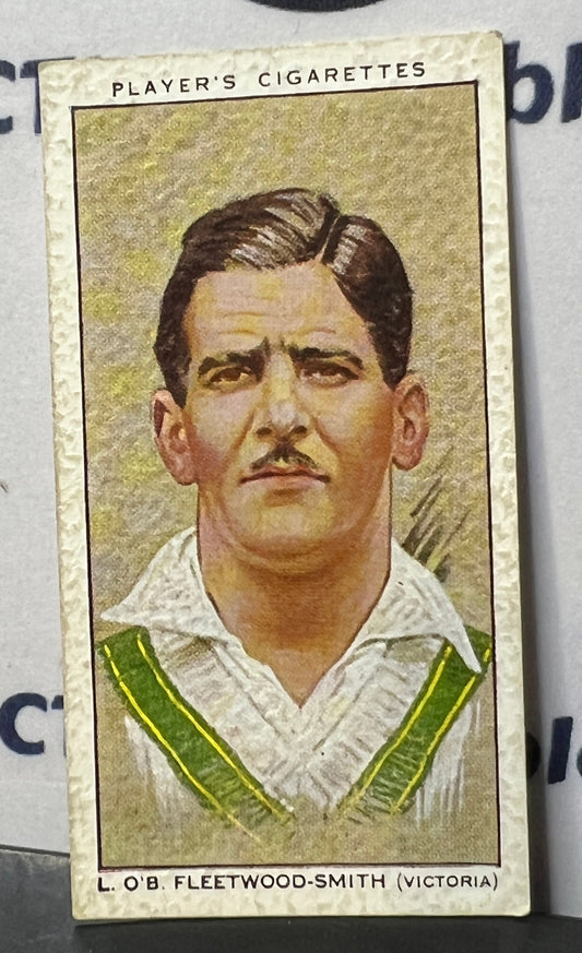 1934 PLAYER'S CIGARETTES  CRICKETERS  L.O'B. FLEETWOOD-SMITH # 42 JOHN PLAYER & SONS CARD