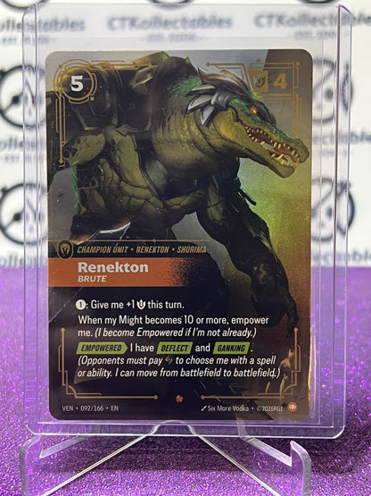 2026 RIFTBOUND LEAGUE OF LEGENDS VENDETTA RENEKTON # 092/166 EPIC FOIL TRADING GAME CARD