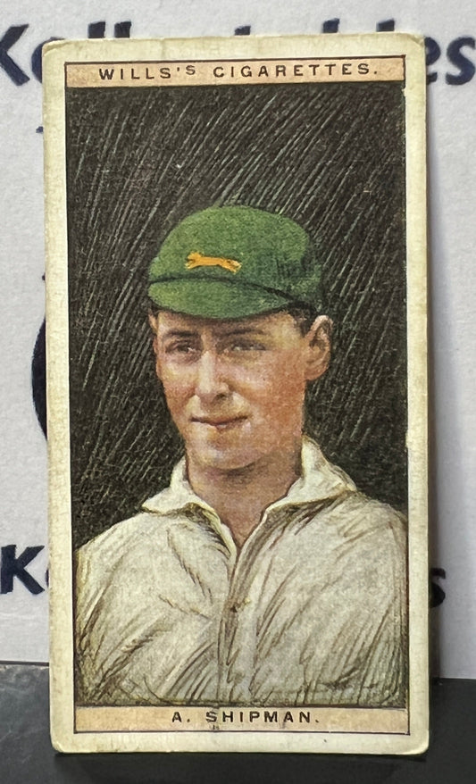 1929 WILL'S  CIGARETTES  CRICKETERS  A. SHIPMAN # 41  W.D.& H.O. WILLS CARD