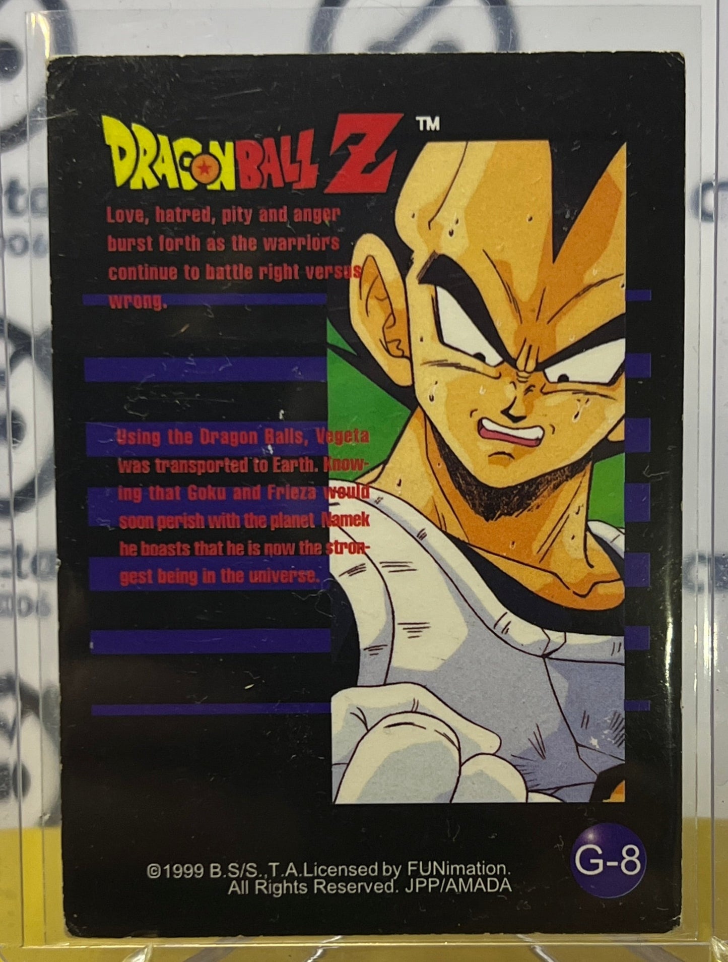 1999 DRAGON BALL Z # G-8  GAME WORN PRIZM DRAGON BALL CHASE CARD