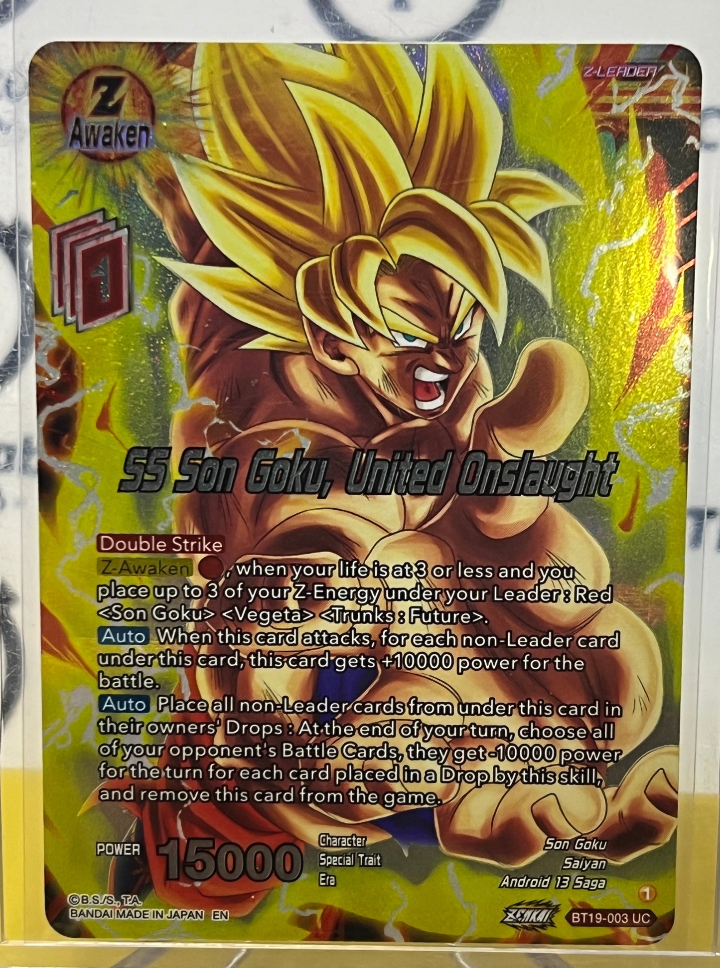 DBS SS SON GOKU, UNITED ONSLAUGHT # BT19-003 UC   FOIL DRAGON BALL SUPER CARD