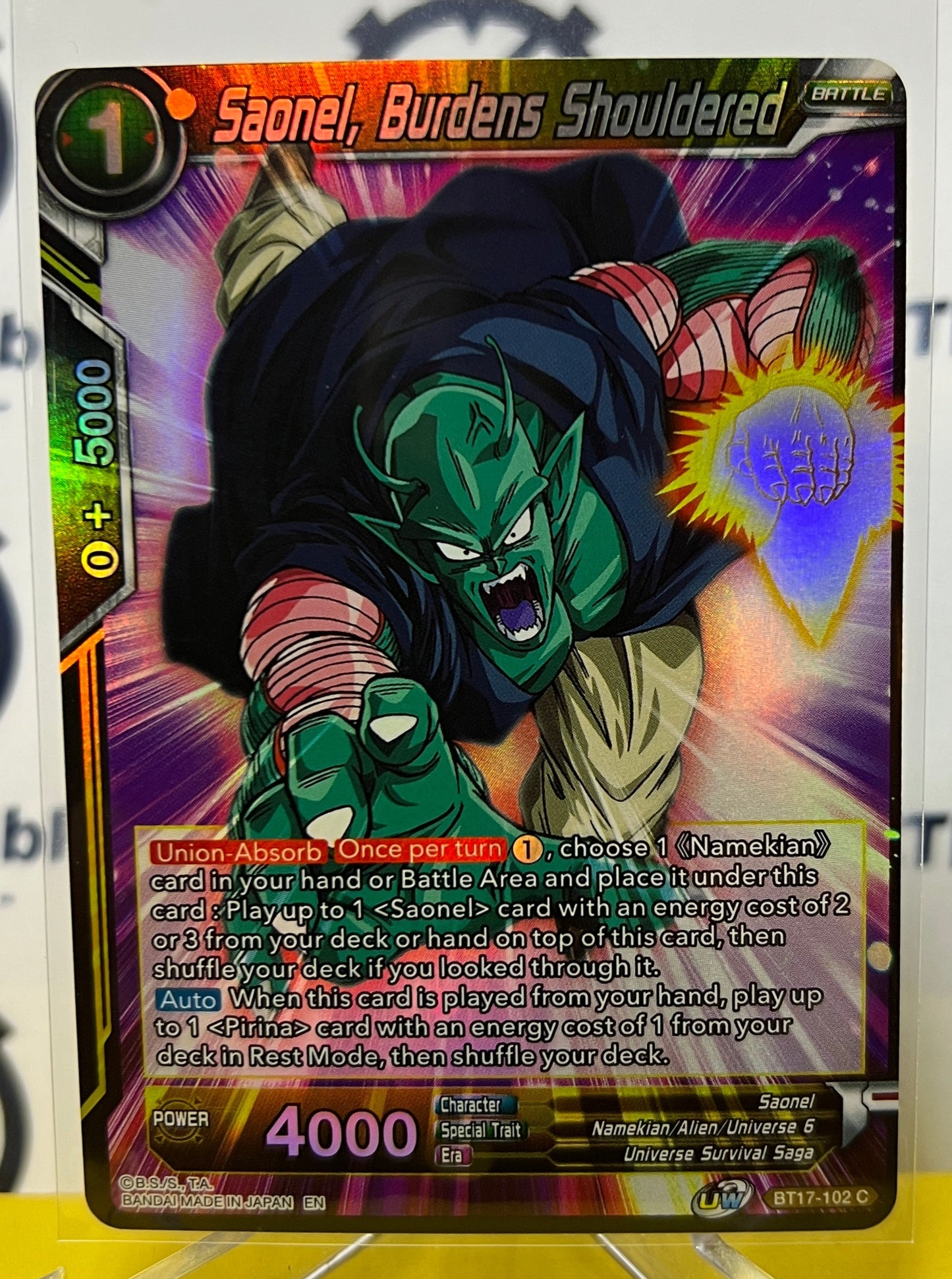 DBS SAONEL, BURDENS SHOULDERED # BT17-102 C  FOIL DRAGON BALL SUPER CARD