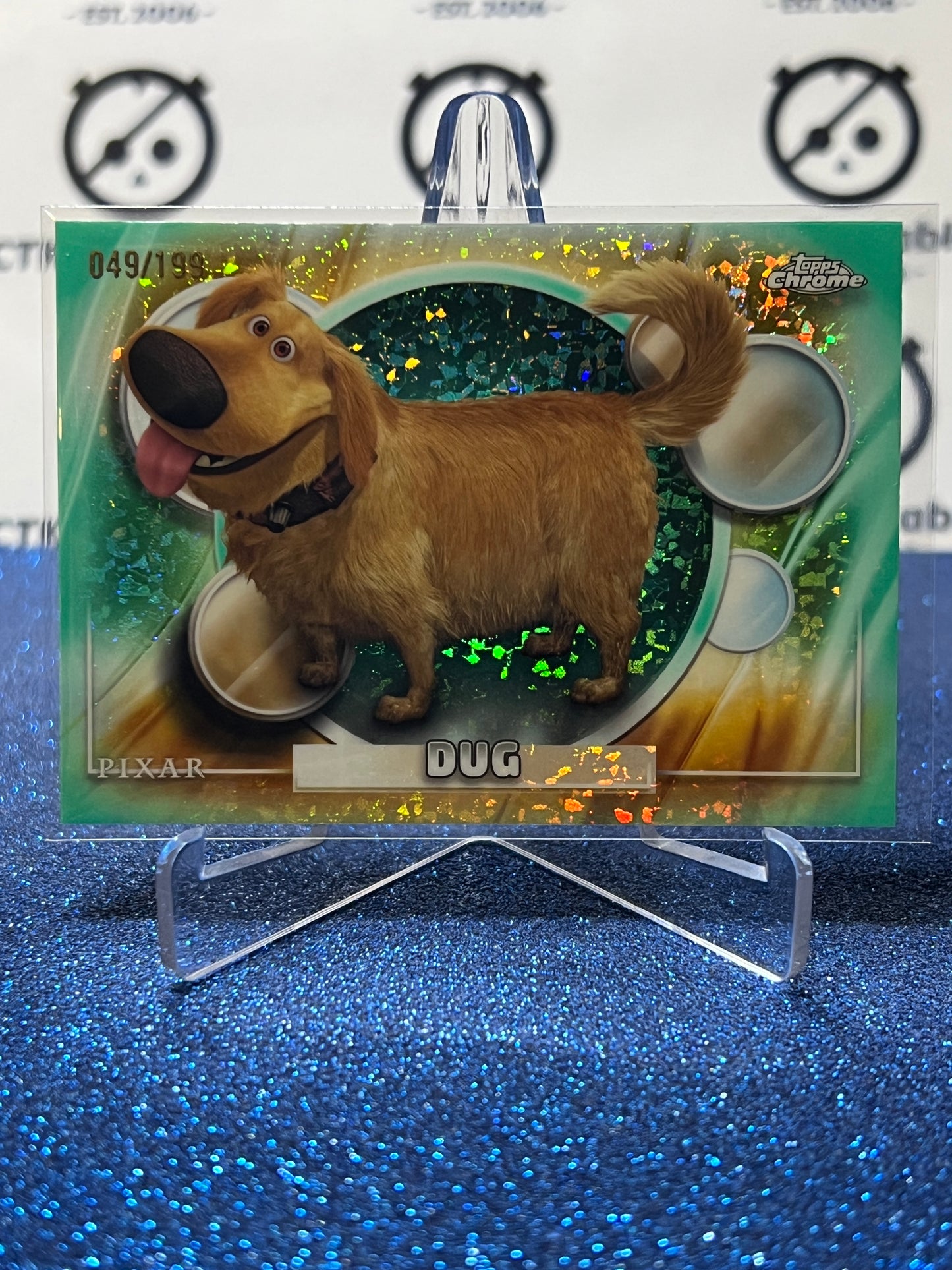 2026 DISNEY TOPPS CHROME DOG # 136  UP 049/199 TEAL DIAMOND REFRACTOR PIXAR FOIL CARD