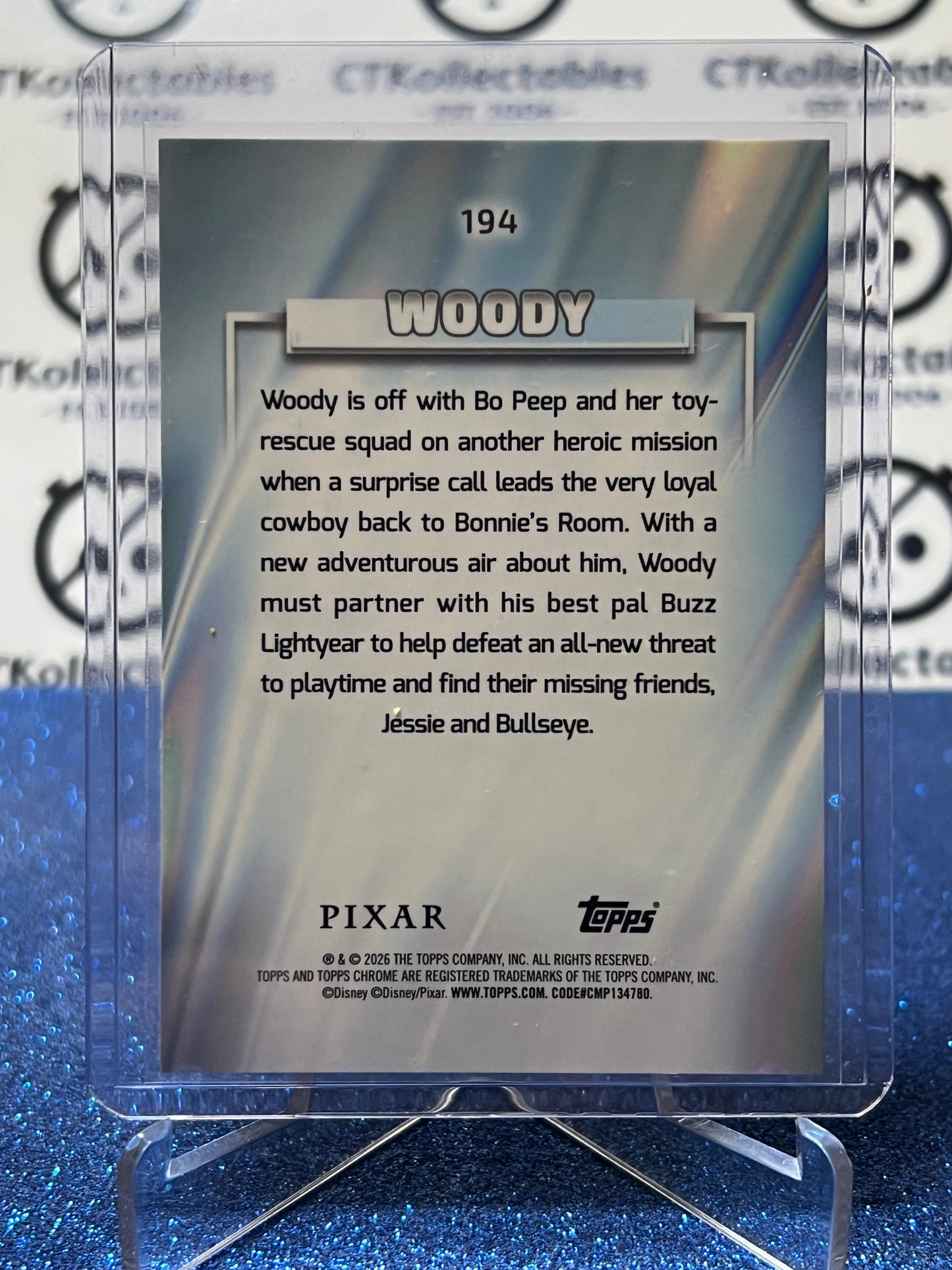 2026 DISNEY TOPPS CHROME WOODY # 194 TOY STORY. FOIL CARD