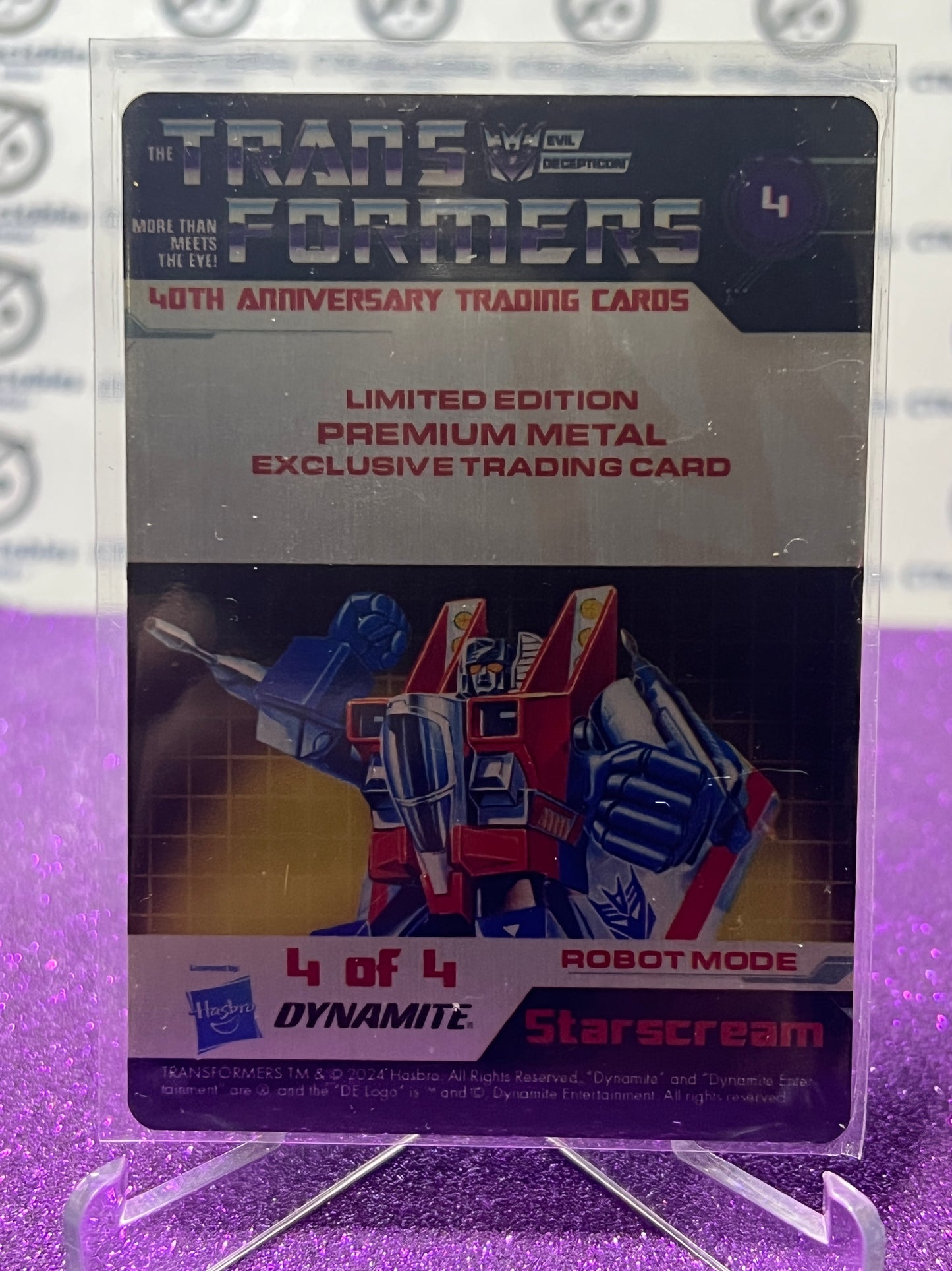 2024 TRANSFORMERS 40th ANNIVERSARY STARSCREAM # 4 PREMIUM METAL EXCLUSIVE TRADING CARD