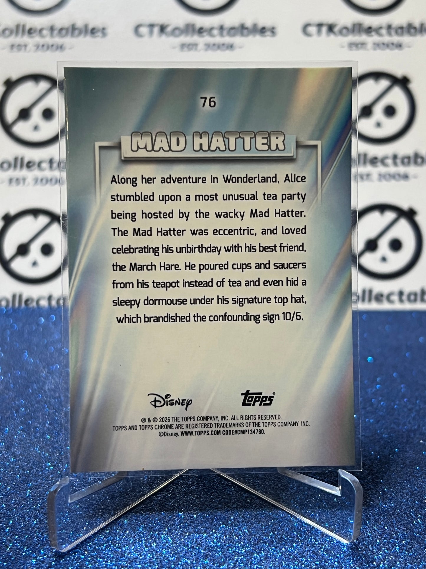 2026 DISNEY TOPPS CHROME  MAD HATTER # 76 ALICE IN WONDERLAND FOIL CARD