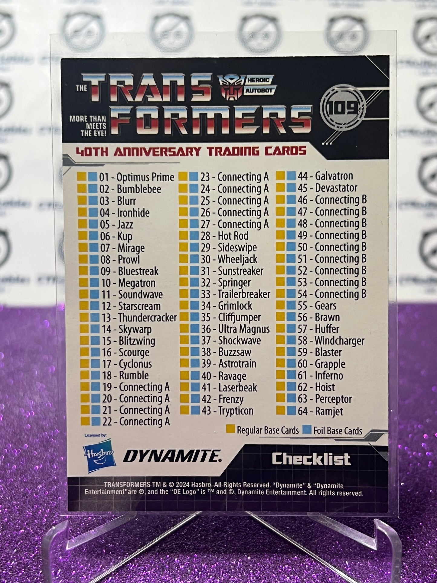 2024 TRANSFORMERS 40th ANNIVERSARY CHECKLIST # 109 NON-FOIL TRADING CARD