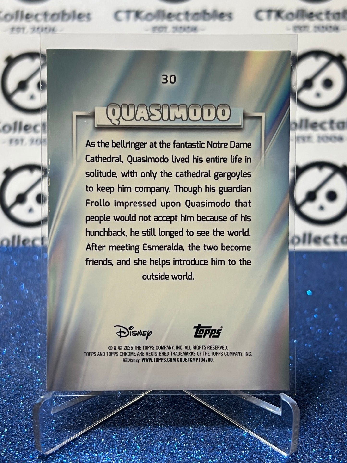 2026 DISNEY TOPPS CHROME QUASIMODO # 30 THE HUNCHBACK OF NOTRE DAME FOIL CARD