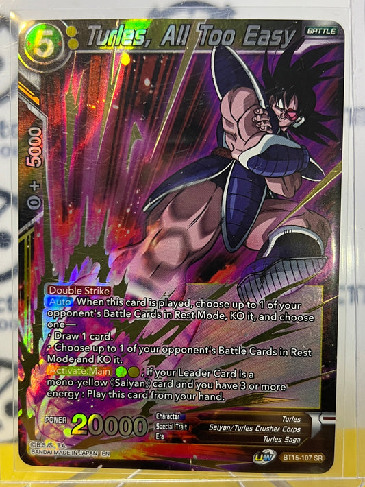 DBS TURLES, ALL TO EASY # BT15-107  SR  FOIL DRAGON BALL SUPER CARD