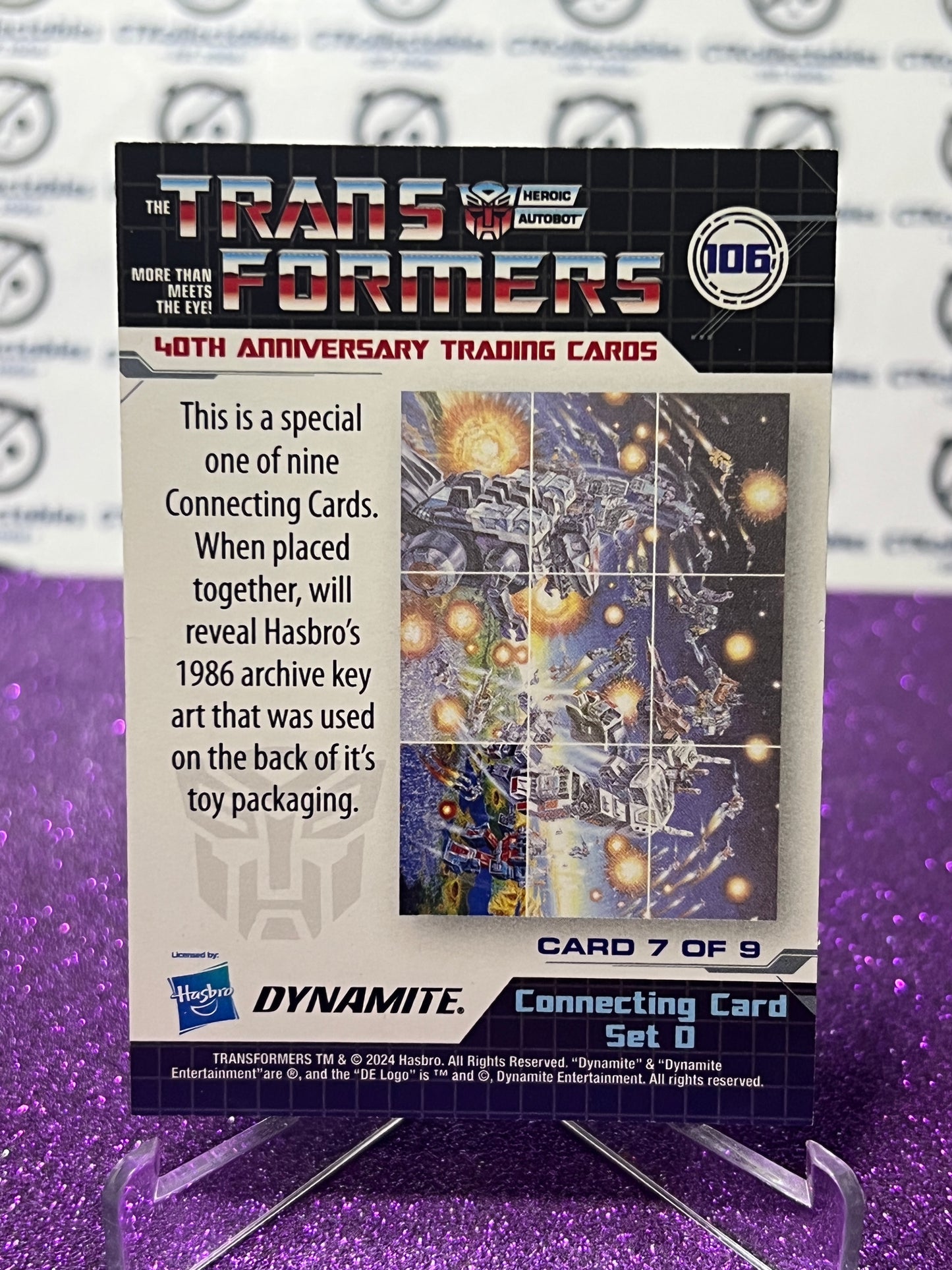 2024 TRANSFORMERS 40th ANNIVERSARY CONNECTING CARD SET D # 106 NON-FOIL PUZZLE TRADING CARD