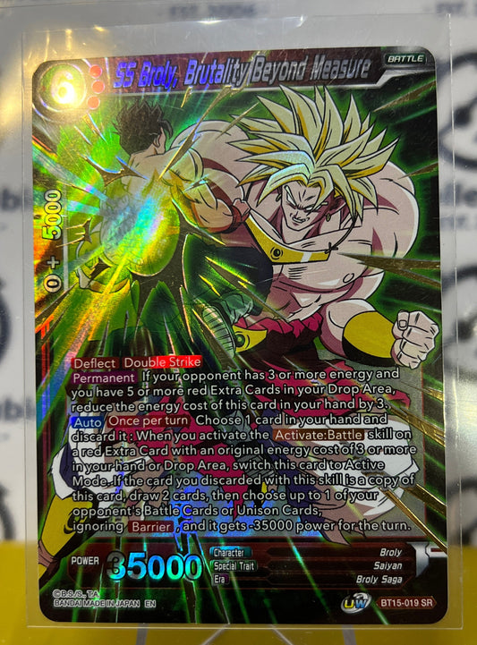 DBS SS BROLY, BRUTALITY BEYOND  MEASURE # BT15-019 SR FOIL DRAGON BALL SUPER CARD