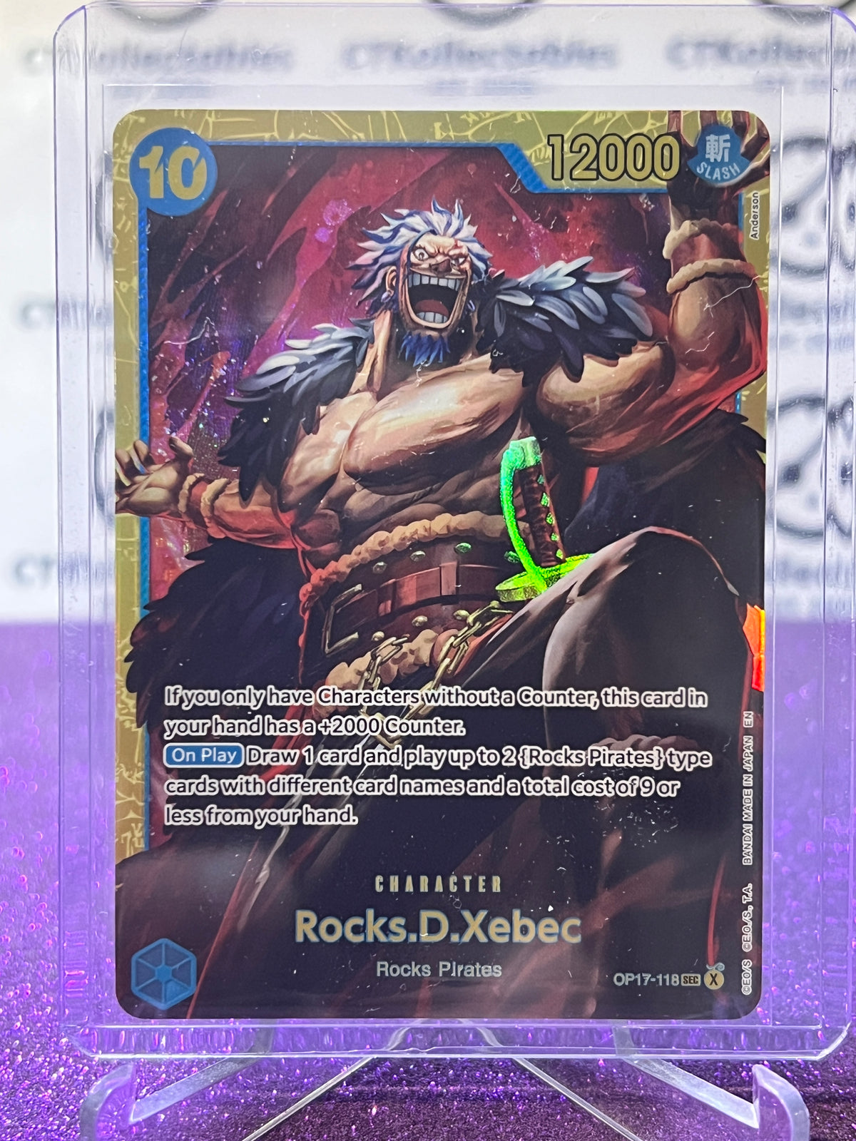 ONE PIECE THE WORLD'S STRONGEST WARRIORS ROCKS.D.XEBEC # OP17-118 SEC FOIL ENGLISH TCG